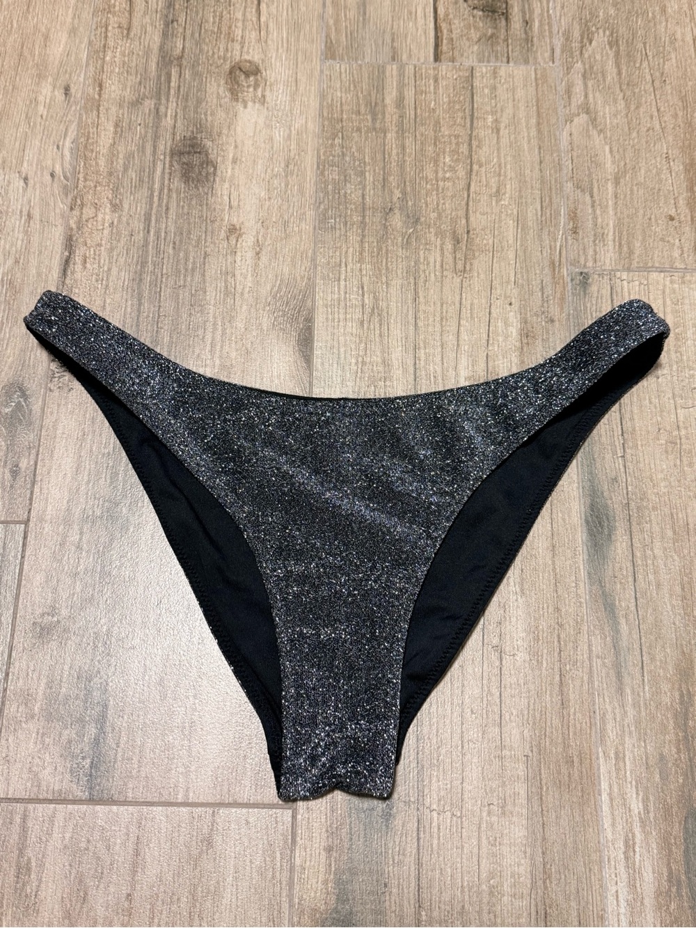 Victorias secret pink Black glitter bikini bottoms with silver glitter